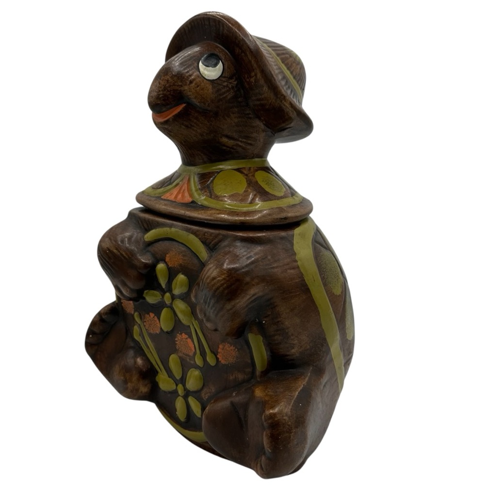 Vintage 1970s Turtle Cookie Jar Whimsical Anthropomorphic